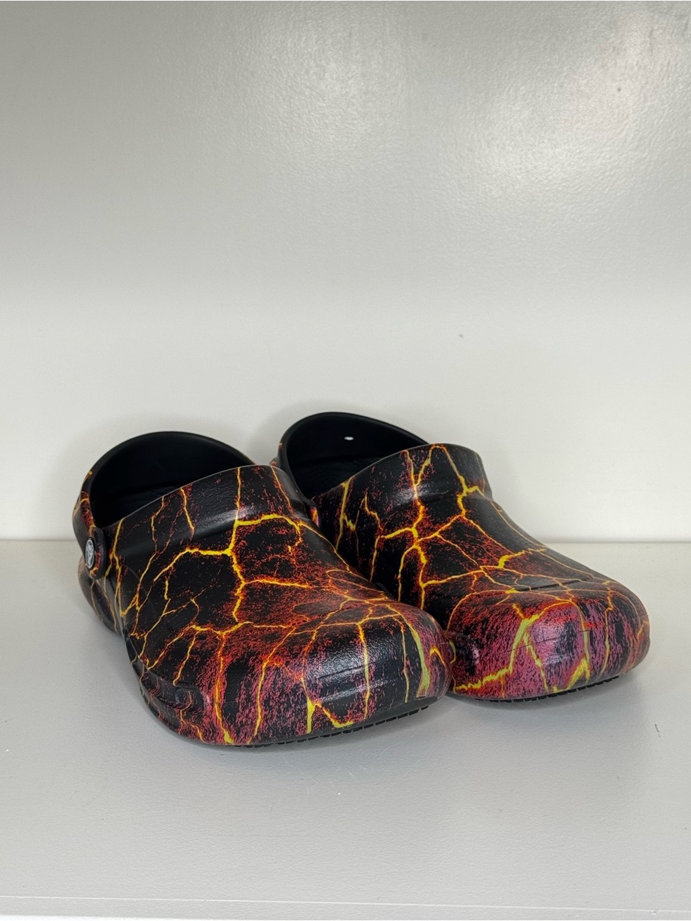 Crocs On The Clock Lava Graphic Slip Resistant Work Clogs Size M7/W9